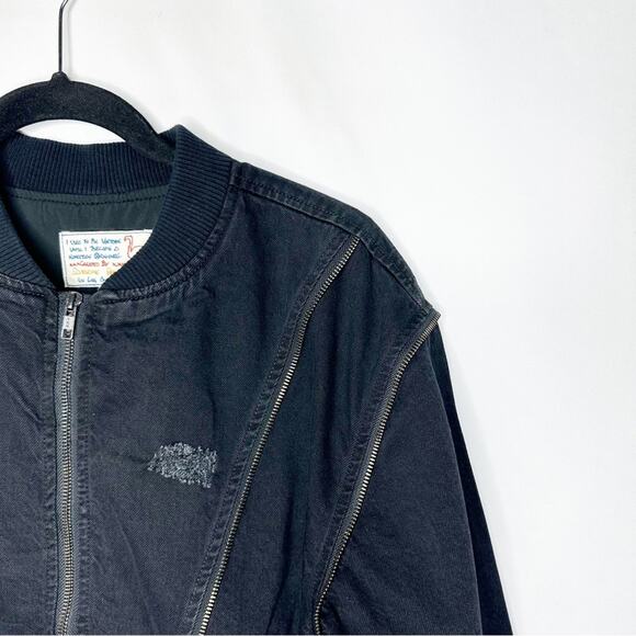 SANDRINE ROSE Black Zip Bomber NWT in Medium - Picture 5 of 8